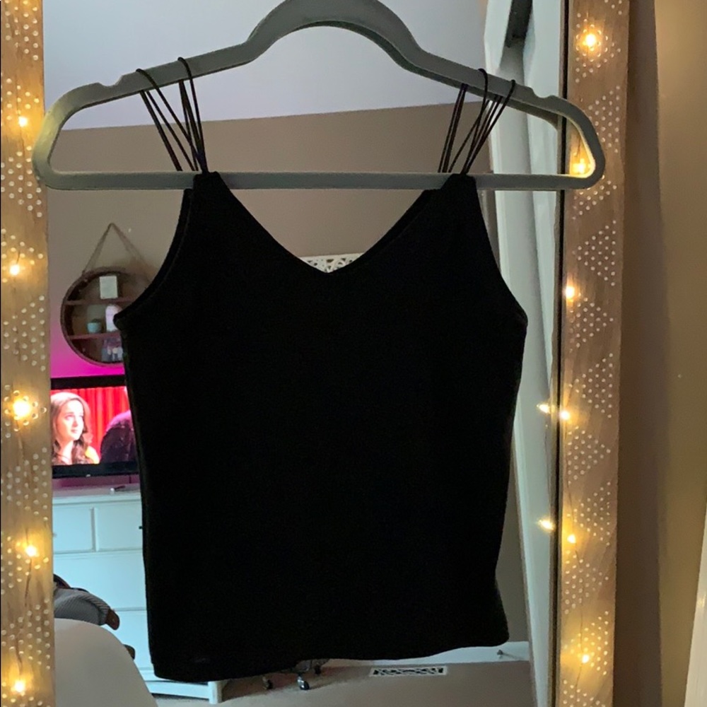 Black Double Bungee Strap Tank Top